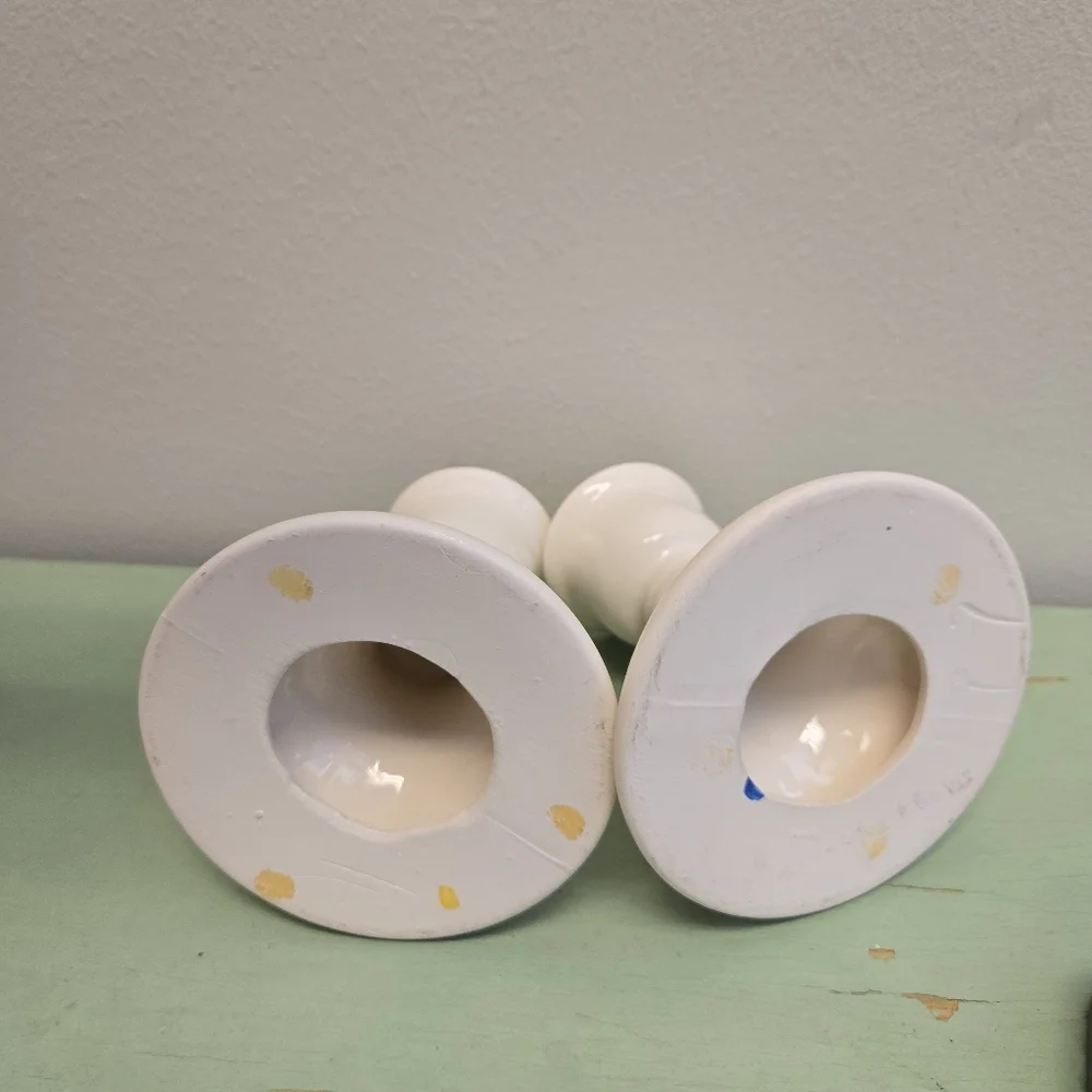 Floral Ceramic Candlestick Holders Pair